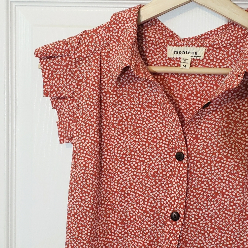 Monteau cute spring dress with capped sleeves midi length